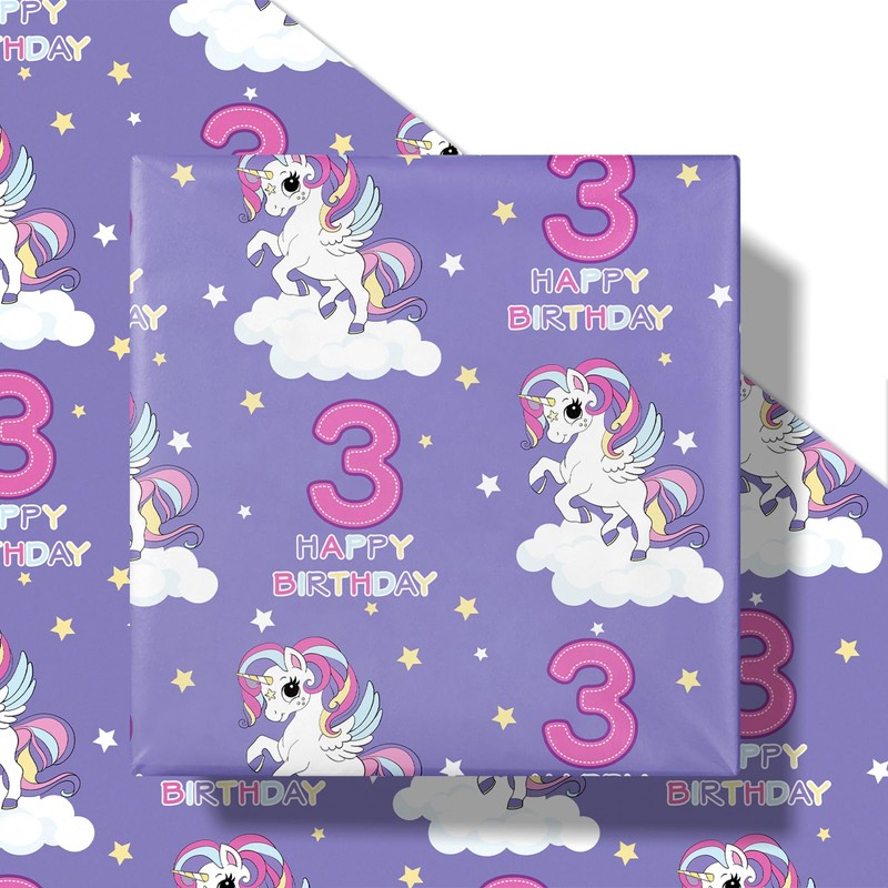 RUSPEPA Unicorn Birthday Wrapping Paper Roll for Toddler Girls, Mini
