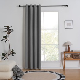 Tenger Home 100% Opaque Sliding Curtains, Blackout Curtain, Curtains with Eyelets, Linen Look, Thermal Curtain, Heat Protection for Bedroom, Living Room, 1 Piece (150 x 245 cm)