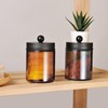 Amolliar Amber Glass Qtip Holder, Apothecary Jars with Matte Black