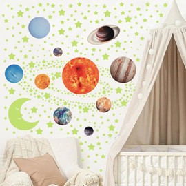 Glow in The Dark Stars and Planets Solar System 525 Pcs Star Stickers for Ceiling Wall Decals Home Art Decor Bedroom Bedding Room Nursery Decorations Birthday Gift Party Decorations Green