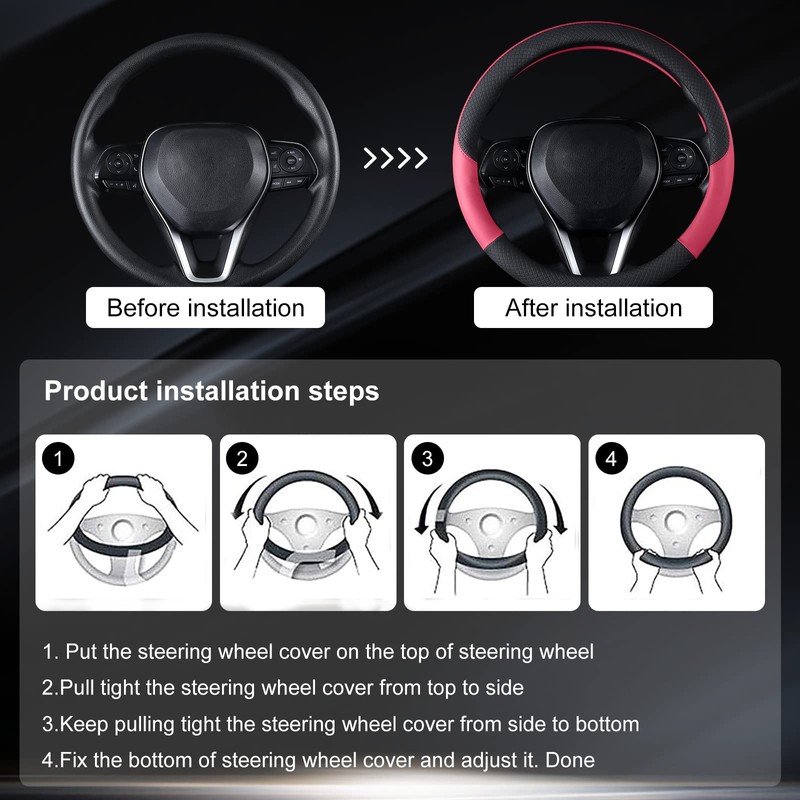 Follicomfy Auto Car Leather Steering Wheel Cover Anti Slip Wrap