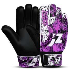 Soccer Goalie Gloves, Goalkeeper Gloves Fingersave,Soccer Gloves 4mm Latex Strong Grip Finger Spine Protection,Goalie Gloves for Kids Youth (Purple, Size 8 Suitable for Size M-L Adult)