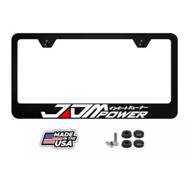 JDM POWER License Plate Frame | Black Metal | Street Racing Performance | Japan