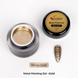 Pintura Metálica de Gel Efecto Espejo Delineado de Uñas - Acabado Brillante y Reflejante - Color: Dorado