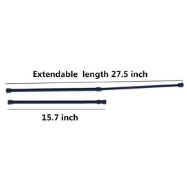 Tension Curtain Rod for Window Cupboard Closet, Black Extendable Adjustable 15.7-28 inch Short Spring Tension Rods for Bathroom Bars Wardrobe DIY Projects (2 Pack )