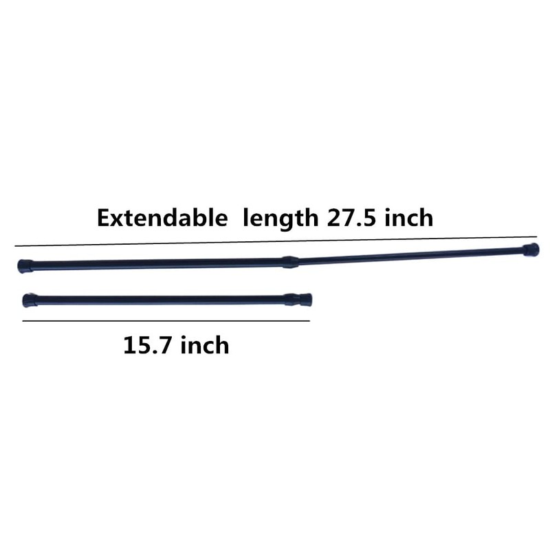 Tension Curtain Rod for Window Cupboard Closet, Black Extendable Adjustable