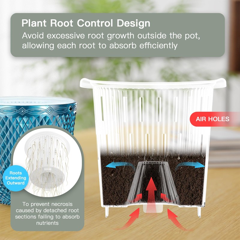 2 Pack Self Watering Pots, 5.7 Inch, with Drainage Holes,