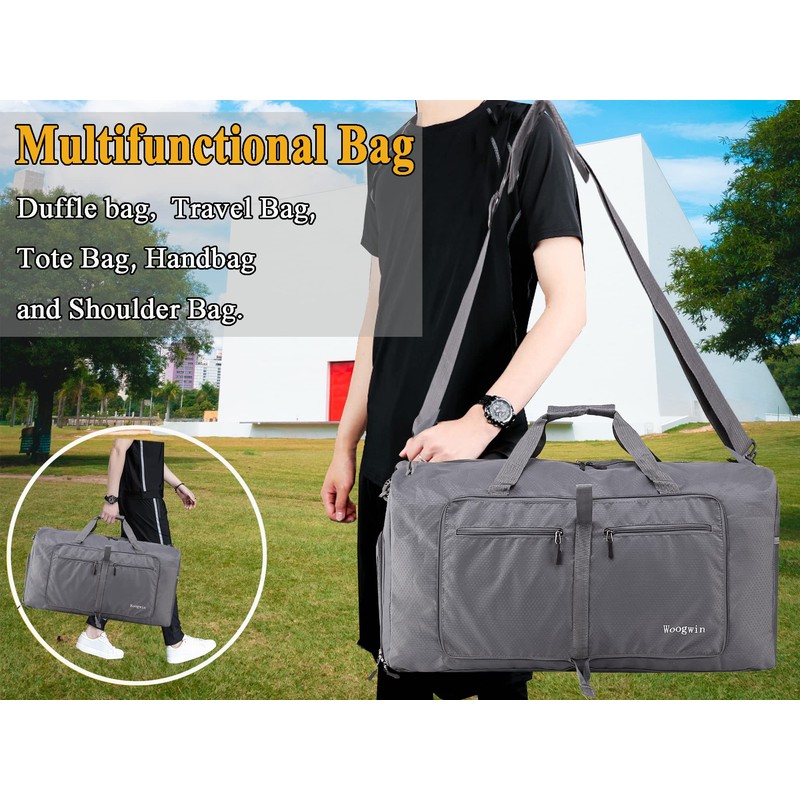 Woogwin Travel Duffel Bag Large Foldable Waterproof Overnight Bag for