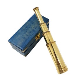 Nautical Handheld Telescope Solid Brass Blue Wooden Box Pirate Spyglass Sailor Scope Antique Pirate Telescopes