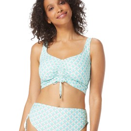 Coco Reef Elevate - Parte superior de bikini con aros y parte delantera fruncida, parte superior de natación de microlujo, Siren Oasis, 36D