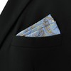 SHLAX&WING Men's Paisley Pattern Silk Ultra Large Blue Pocket Square