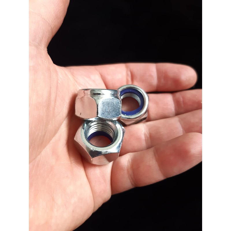 M16 Locking Nyloc Hex Nut 16mm Metal Steel Sheet Zinc