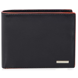 VISCONTI ® Leather Men's Wallet Large with RFID Protection, Genuine Leather Wallet for Men with Coin Compartment, Wallet with Gift Box, Black/Orange (Black/Orange), Classic