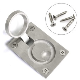 Lind Kitchen 1-Pack 2.5x1.8 Inch Flush Hidden Furniture Pull Handle,304 Stainless Steel Recessed Boat Hatch Latch Cabinet Flush Mount Lifting Pull Ring Handle Accessories