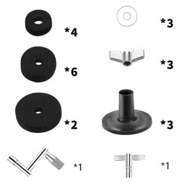 CashBeat 23 Pcs Cymbal Replacement Accessories Set, Includes Cymbal Felts, Hi-Hat Clutch Felt, Cymbal Sleeves with Base, Wing Nuts, Washers & Drum Key, Essential Hardware for Drum Kit Maintenance