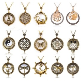 Vintage Antique Crystal Magnifying Glass Necklace Jewelry Cat H type BL04240 100ea