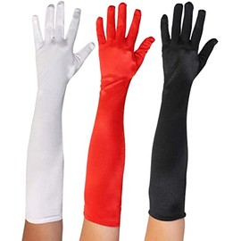 ADULTS 50CM SATIN GLOVES FANCY DRESS ACCESSORY - FLAPPER 1920S LADIES LONG RED GLOVES