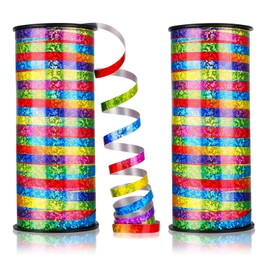 DOKLY 2 Rolls Rainbow Ribbon, Ribbon for Gift Wrapping, Pink Ribbon, Red Ribbon for Party Supplies, Curling Ribbons for Balloons Styling and Party Decoration, Easter Ribbon(100 Yards)