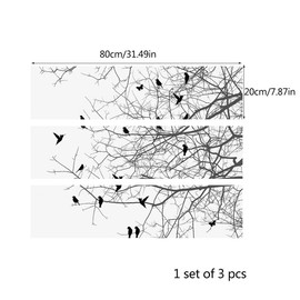 Alwayspon Tree and Bird Decals for MALM Dresser, Removable Drawer Front Stickers, Peel and Stick Furniture Sticker Skin, 3 Pcs x 31.6"x7.9"