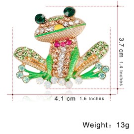 FAIRYGATE Enamel Pins Brooch Pins for Clothes Rhinestone Enamel Frog Lapel Pin Alloy Material Green Color Brooches for Women and Men Jewelry, B3918