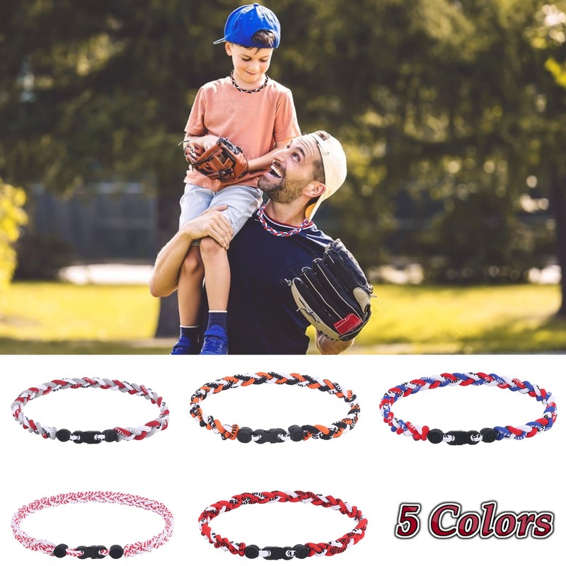 Jewdreamer 5 Pieces Baseball Necklaces Three Braided Rope Tornado Necklaces