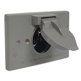 Hubbell RACO 5153-0 15A Motor Plug Base Weatherproof Device Cover, 1-Gang, Gray