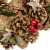 Christmas Hanging Wreath Festive Pine Cone Display Gold Frosting 30cm