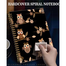 ZHIZHEND Spiral Journal Notebook,A5 Hardcover Lined Journals for Women Girl 6 x 8.3 in,120 Pages Thick Paper,Cute College Ruled Writing Notebook for Gifts Office Work School(Cute Brown Cartoon Owls)