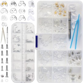 Eyeglass Repair Kit with 100PCS Nose Pads, 3-in-1 Keychain Screwdriver Kit, 100 Screws & Tweezers - Professional Glasses Repair Tools for Eyeglasses, Sunglasses, Watch, Jewelry - Compact & Complete