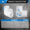 1" 90 Degree PVC 3 Way Tee Fitting, 10 Pcs