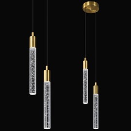 zhllmq Modern Light Fixture Kitchen Island Pendant Light Dimmable LED Gold Pendant Lights Mini Crystal Pendant Lighting for Bedroom Dining Room Living Room（2-Light ）