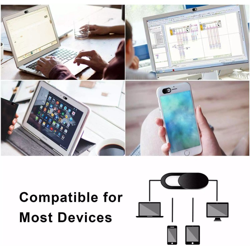 Crystal system 3PCS Black, White, &Blue WebCam Cover Slide Camera