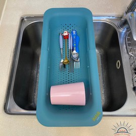 AHASON'S 2 Pack Over The Sink Colander Extendable Baske & Tea Strainer Free,Wash Vegetables and Fruits, Drain Cooked Pasta (Green)