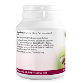 Health Leads ...Working With Nature L-Tyrosine (Extra Strength) 400mg x 90 Capsules, for Mental Alertness, Focus, Stress & Sleep, Free Form Amino Acid Supplement, Non-GMO, Vegan, Magnesium Stearate Free & No Nasties, Made in Wales