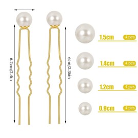 16 Pcs Wedding Pearl Hair Pins, Bridal Hair Pins U Shape Hair Accessories Barrette for Bride Bridesmaid Women Girls Silver