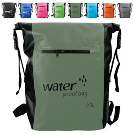 MORAINJAY 2024 New Dry Bag Waterproof Bag, 2L/5L/10L/15L/20L/30L Waterproof Pack Sack with Adjustable Shoulder Strap, Waterproof Backpack, Waterproof Duffel Bag for Swimming, sage green, 25L White