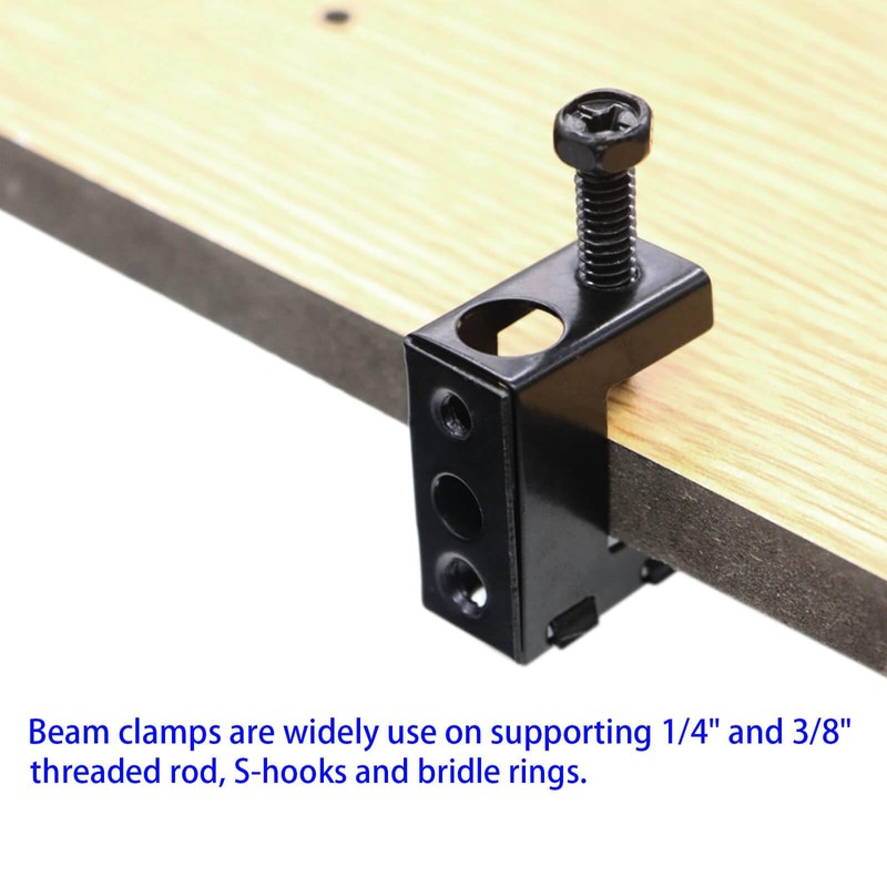 Upgrade Baudelun 1/4"-20 Beam Clamps, Black Steel Bolt-on Beam Clamp