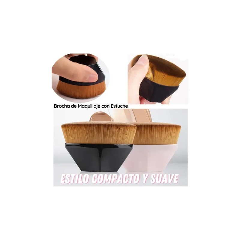 Brocha Facial Kabuki Plana Maquillaje Base Corrector Polvo