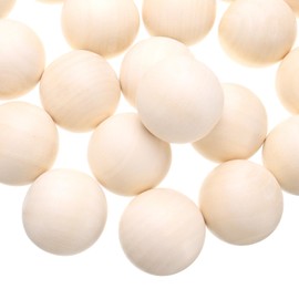 uxcell 25 Pcs Wooden Round Balls 1-3/8" (35mm) Unfinished Wooden Balls, Natural Wood Spheres for Crafts, Arts and DIY Project