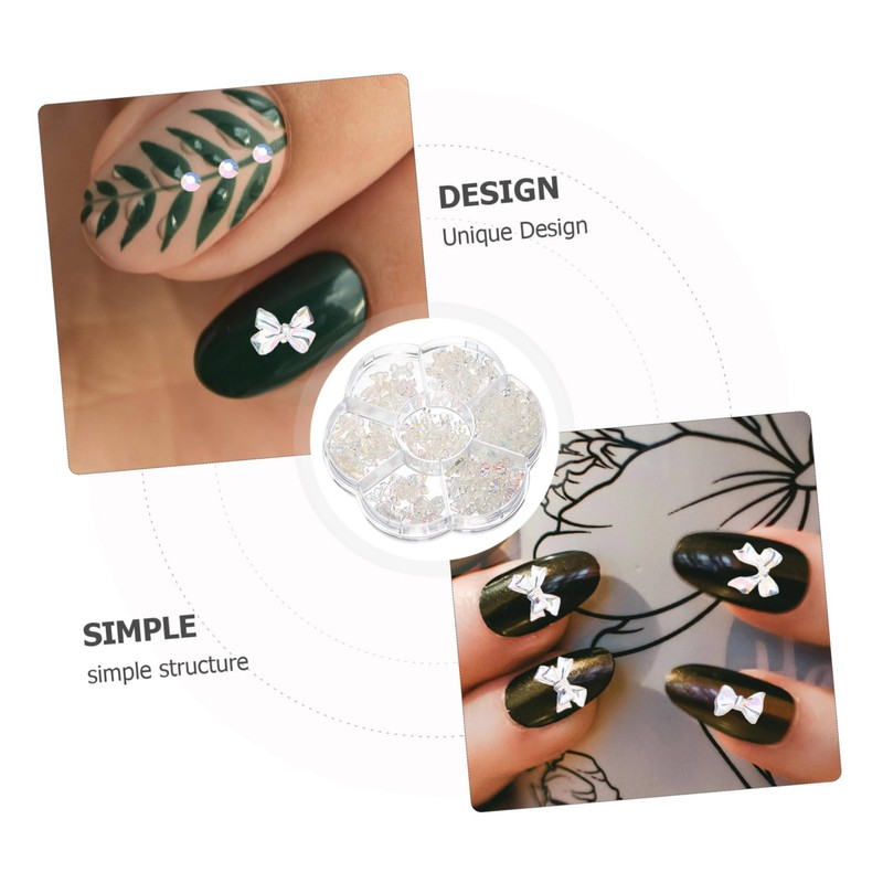 Outanaya Nail Charms Bow Nail Gems Elegant Manicure Decorations for