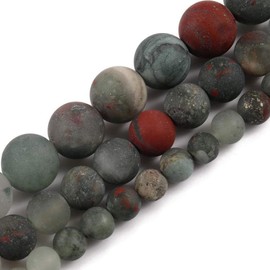 Natural Matte 6mm African blood Stone Beads Gemstone Round Loose Beads for Jewelry Making Bracelet Energy Stone Healing Power 1 Strand 15"