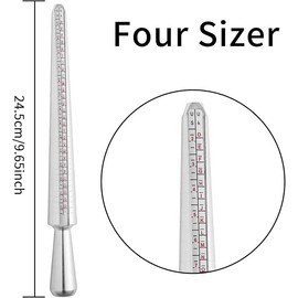 Ring Sizer Measuring Tool Kit, 4 Pieces, US Size 0-13, with Half Sizes, 27 Stainless Steel Rings