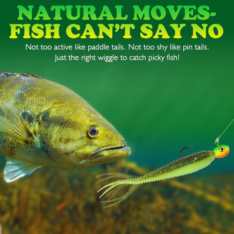 LUCKYFISHING Soft Plastic Baits Forked Tail Fishing Soft Bait for