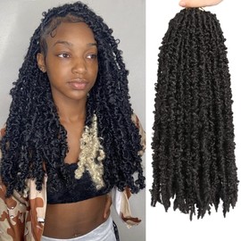 Leeven 24 Inch Butterfly Faux Locs Crochet Hair Pre Looped Distressed Locs Crochet Braids 6 Packs Synthetic Butterfly Crochet Braids Hair Extensions 1B#