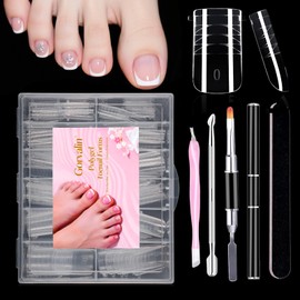 240 PCS Poly Gel Nail Form Kit for Toes - Reusable Dual Toe Nail Form Molds for Builder Gel with Nail Care Kit - 12 Sizes (Clear)