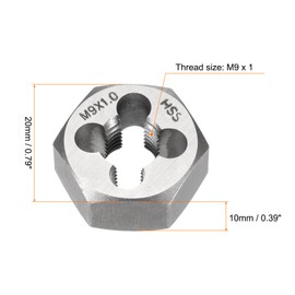 HARFINGTON Hex Threading Die M9 x 1 Metric Thread Right Hand High Speed Steel Rethreading Fixed Die Screw Cutting Tapping Repair Tool