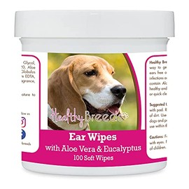 Healthy Breeds Beagle Ear Cleaning Wipes with Aloe & Eucalyptus for Dogs 100 Count