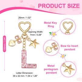 PATIKIL Cute Initial Letter Keychain, Letter l Keychains Women Bling Love Butterfly Star Key Chain for Bag Backpack Purse Car Keys Cup Accessories, Pink