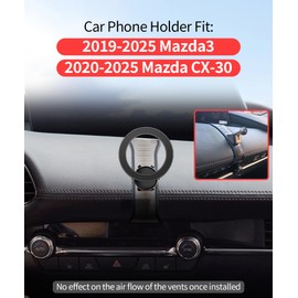 MaserWeller Car Phone Holder for Mazda 3 2019 2020 2021 2022 2023 2024 2025 Accessories, 360° Rotation Phone Mount Compatible with MagSafe, Cell Phone Holder Does Not Affect Air Vent