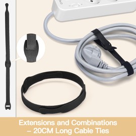 Zivacate Zivacate 120 Stck Wiederverschlie?bare Kabelbinder aus Nylon C [200 MM x 12 MM] Klettband Kabelb?nder fr Kabelmanagement C Ideale Kabel Organizer fr Schreibtisch Ladekabel, PC-Kabel